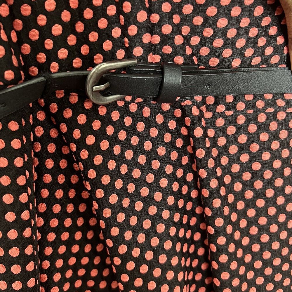 Torrid Dress Women's 1/1X Black Coral Polka Dot Sleeveless Sweetheart Belt Midi - Picture 5 of 15